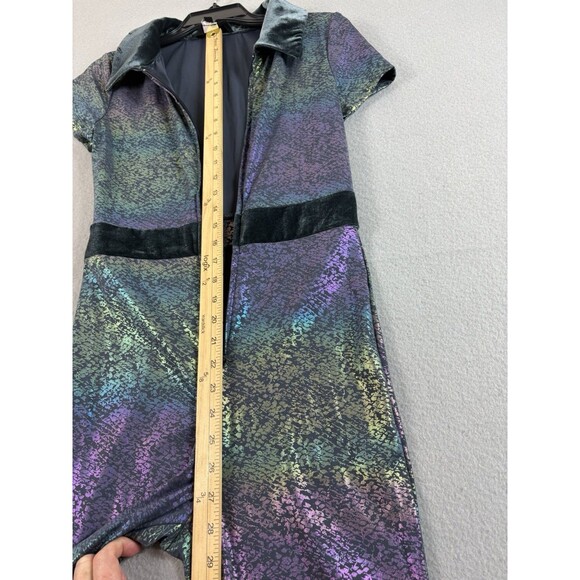 Spirithoods Iridescent Snakeskin Flare Jumpsuit Short Sleeve Collared Medium 1pc - Picture 3 of 16